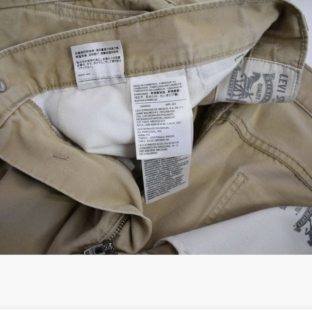 Levi Strauss | Mens Tan Khaki Pants Button Front Cotton Slash Pockets